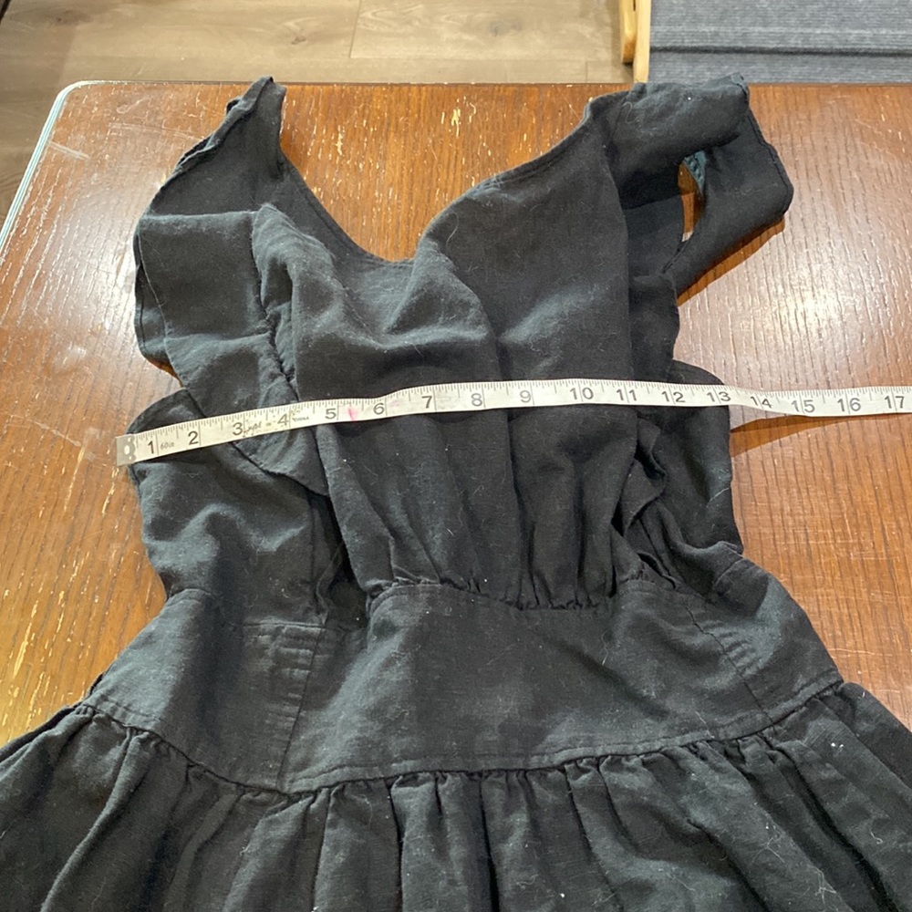 Free People linen blend beautiful ruffled back tie mini boho dress. - Picture 11 of 14